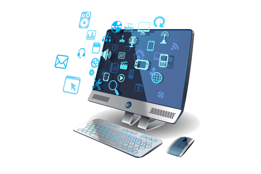 desktop with icons coming out of it