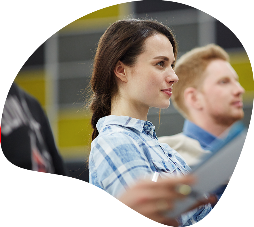 woman at training listening